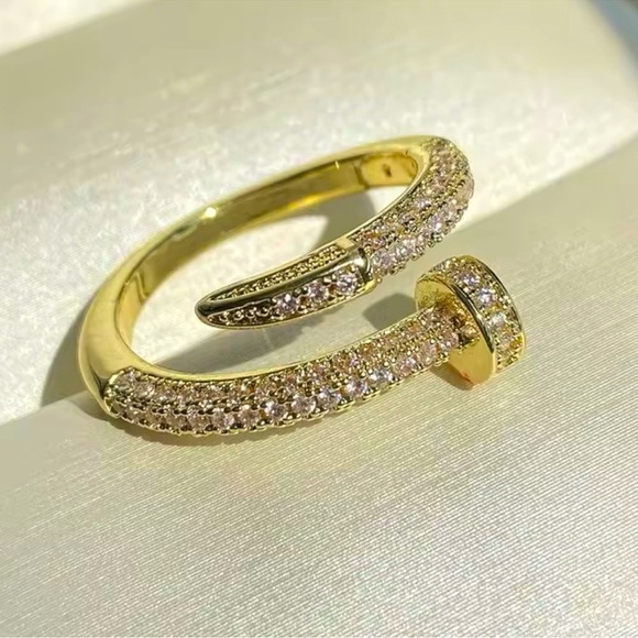 Anthropologie Jewelry - Juste Un Clou Nail Gold Zirconia Ring